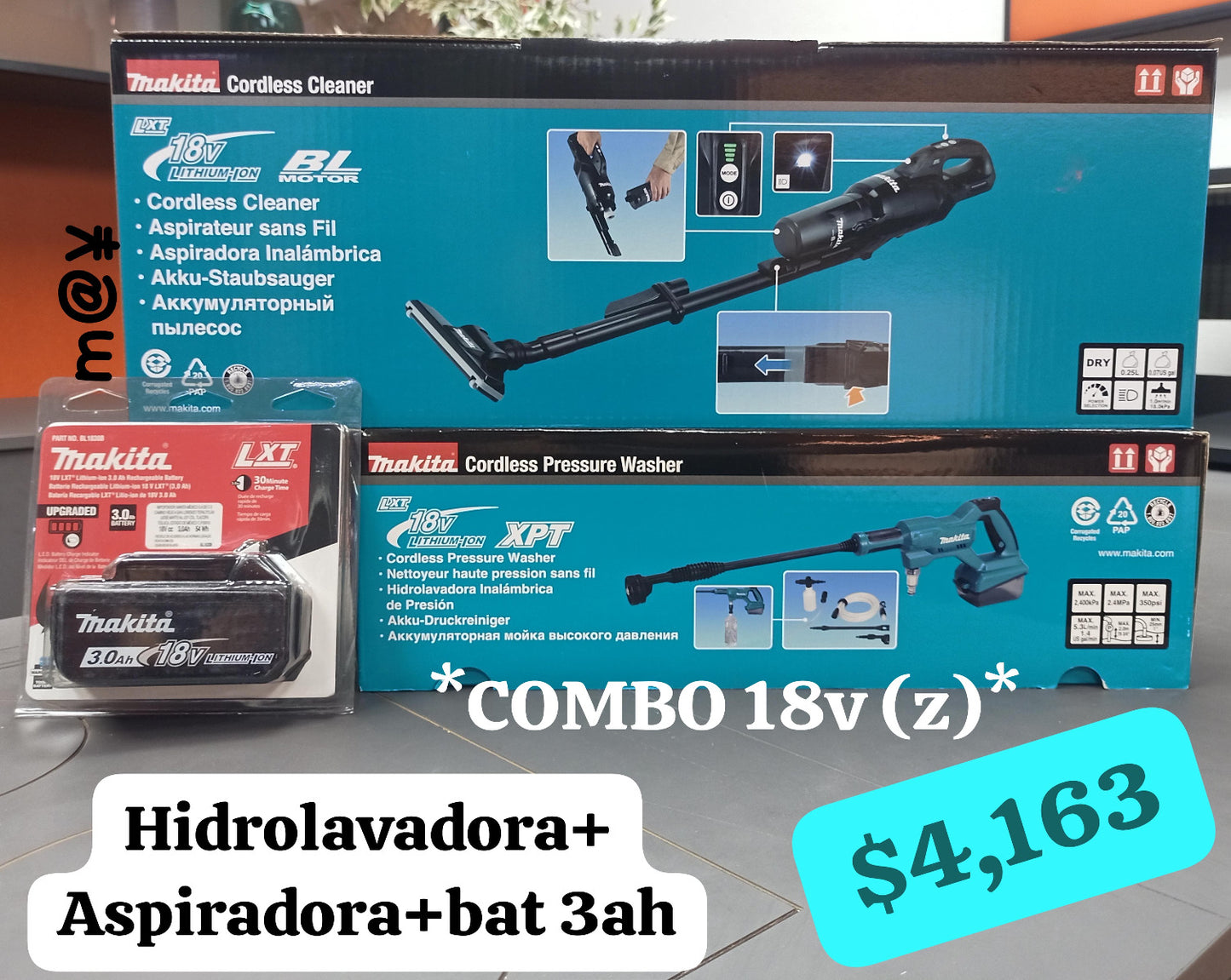 Combo Hidrolavadora DHW180Z y Aspiradora DCL286Z Makita