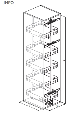 Canastillas Orion 5 Niveles 300x500 Gris - Organización Profesional