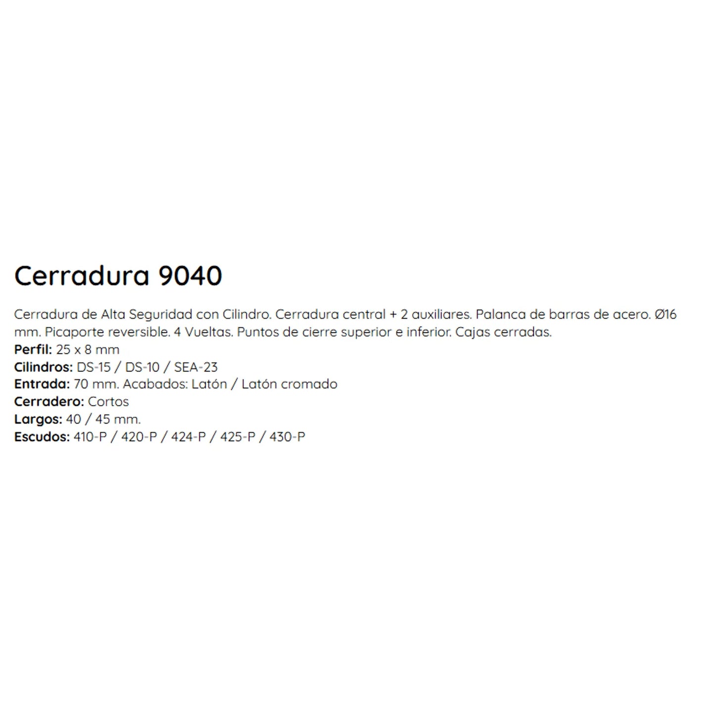 Cerradura Alta Seguridad Acero Inox Mod. 9040/5 'U'