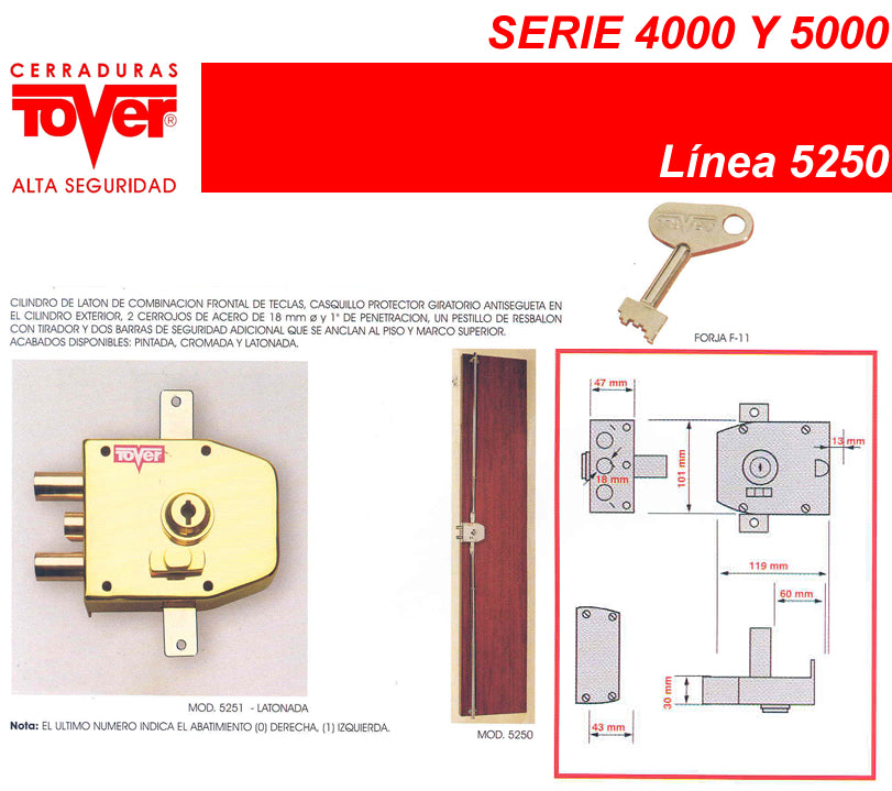Cerradura MOD. 5250 CROMO – Seguridad y Estilo