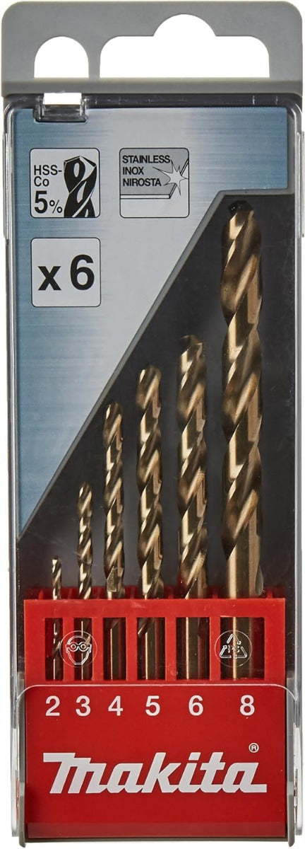 Juego de Brocas HSS-CO 6 Piezas 2-8mm para Metales