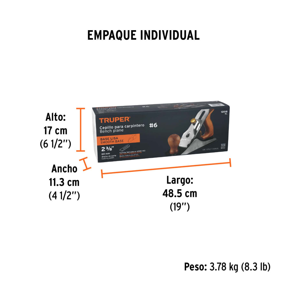 CEPILLO PARA CARPINTERO # 6 LISO