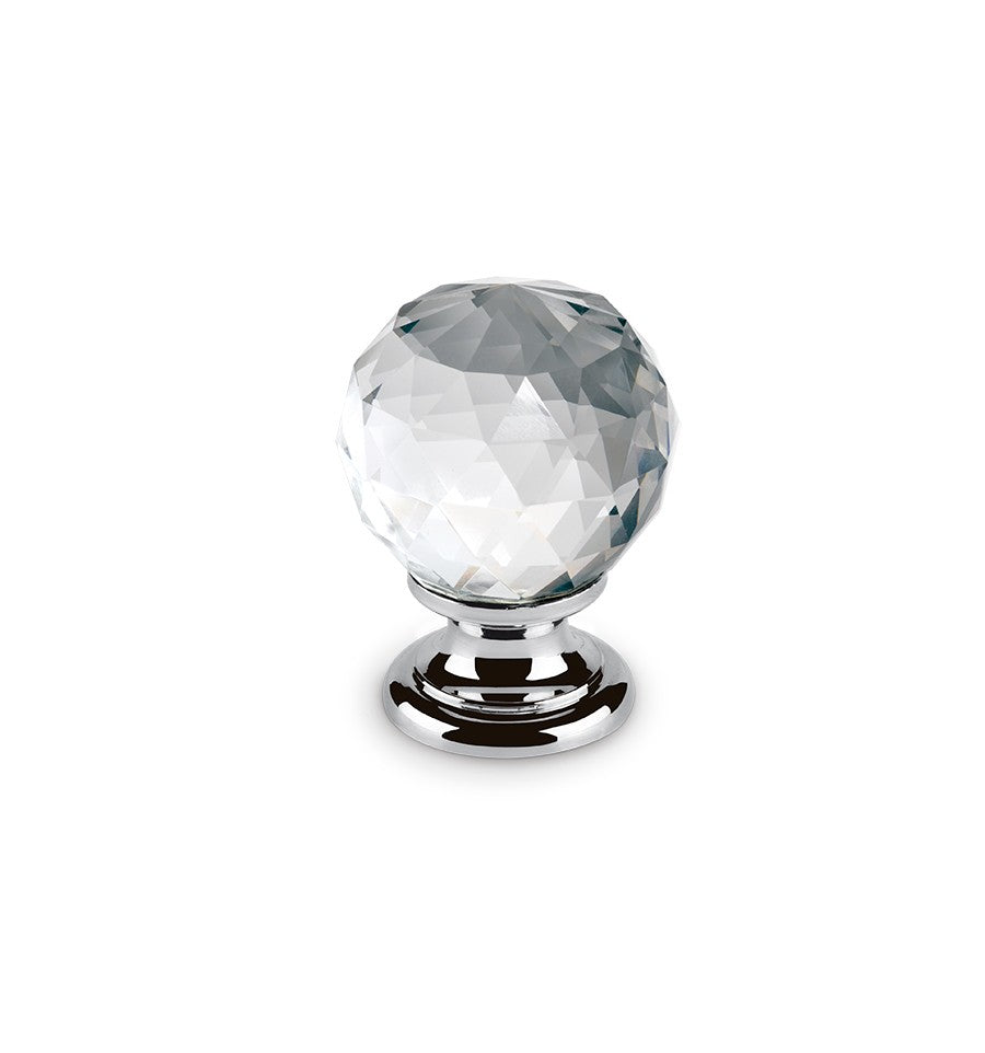 Pomo Cristal Esférico Ø40 mm - Base Cromo Brillo | Estamp 9992
