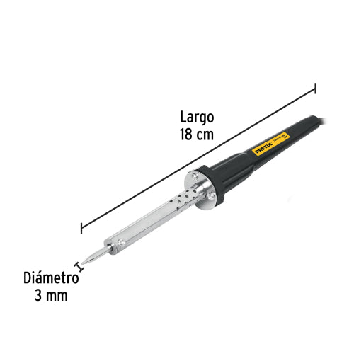 Cautín 30 W tipo lápiz para trabajo ligero, PRETUL