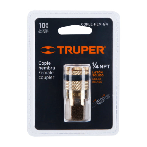 Cople Rápido Hembra 1/4" NPT - Latón Duradero y Fiabilidad