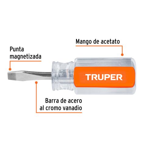 Desarmador Punta Plana DR-1/4X1 1/2 - Acero Cromo Vanadio