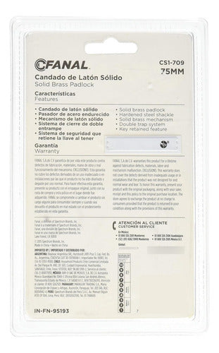 Candado De Latón Fanal Cs1-709