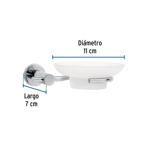 Jabonera Cromo con Plato de Vidrio Elegante - Foset
