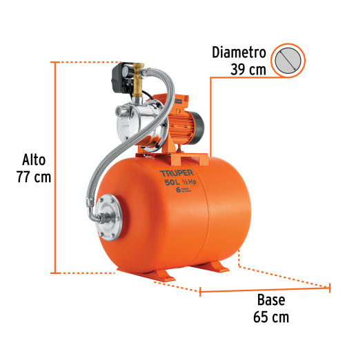 Bomba Hidroneumática 1/2HP, 50LTS - Alta Eficiencia