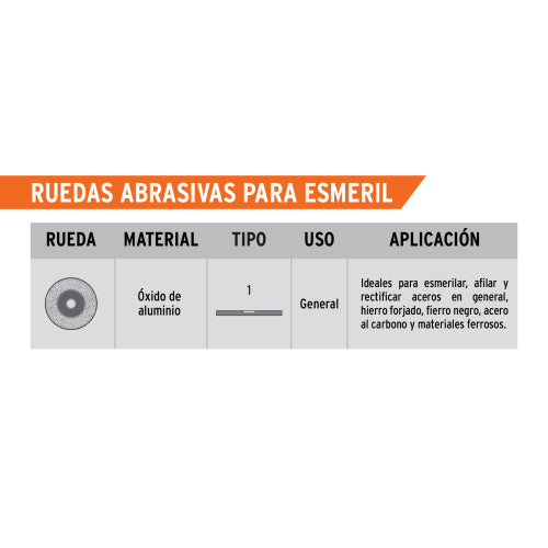 Piedra Esmeril 6" Grano 60 – Desbaste y Afilado Profesional