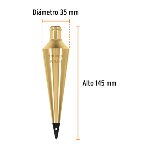Plomada de Latón PLOM-16 - Precisión en Topografía y Construcción