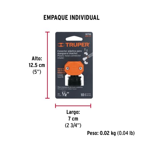 Conector Macho para Manguera REM-1/2 | Alta Durabilidad