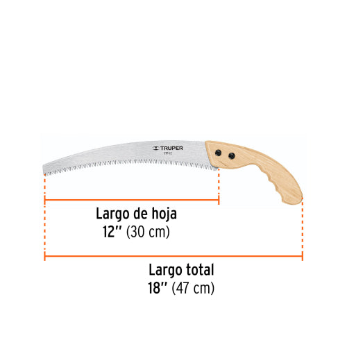 Serrucho Poda STP-12 - Acero SK5, Doble Filo, Mango Madera
