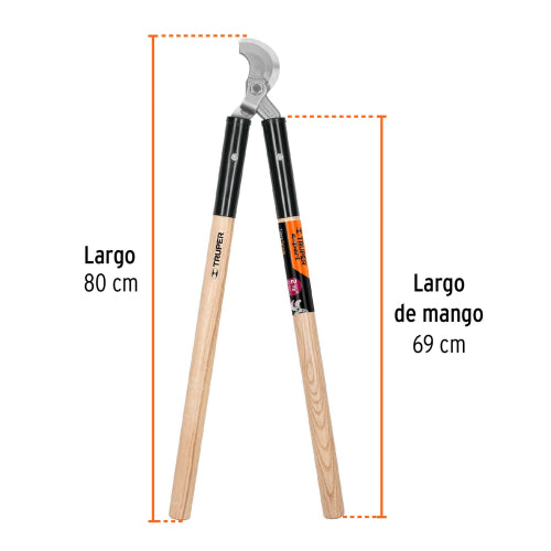 Tijeras Robustas para Ramas con Mango de Madera 33cm