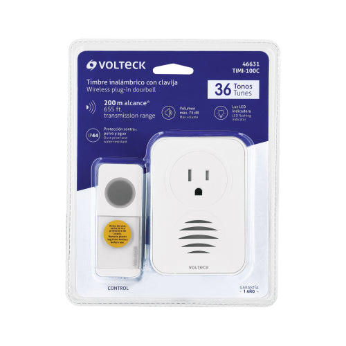 Timbre Inalámbrico 1 Tono con Adaptador - Fácil Instalación