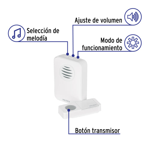 Timbre Inalámbrico con 16 Tonos y 1 Control Remoto