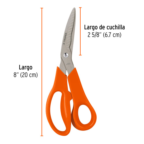 Tijera de acero inoxidable 8" con filo dentado