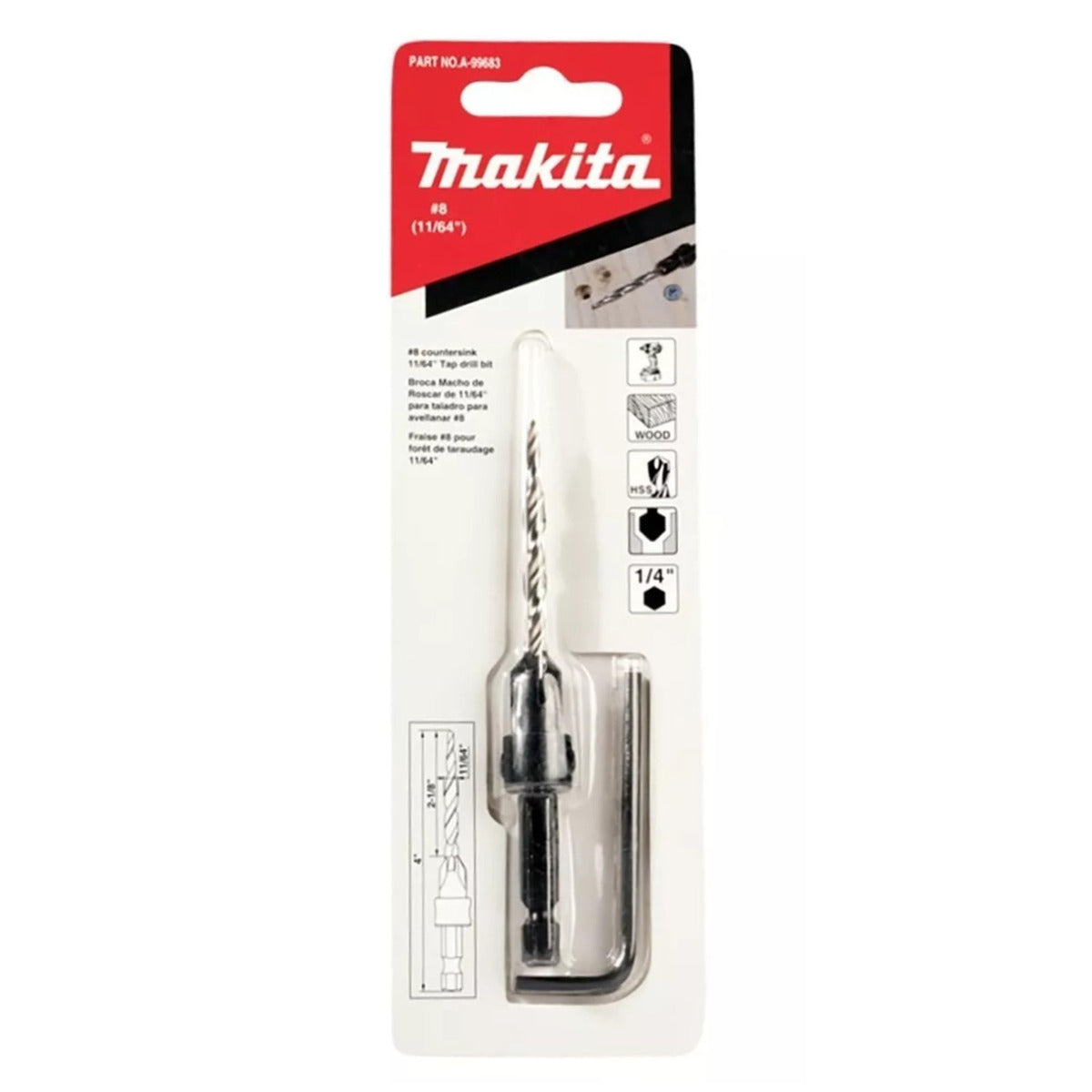 Avellanador de Madera Zanco 1/4 No. 8 - Herramienta Profesional