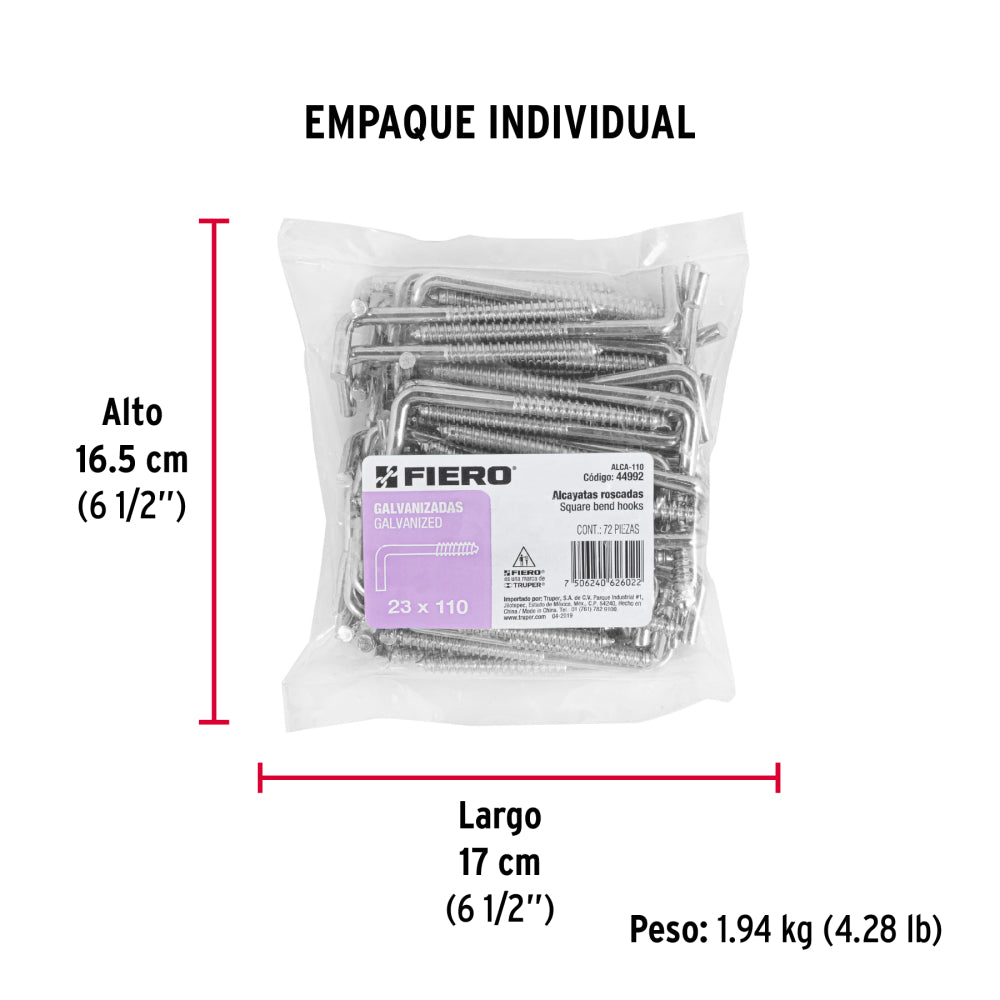 ALCAYATA ROSCADA 23 X 110 MM