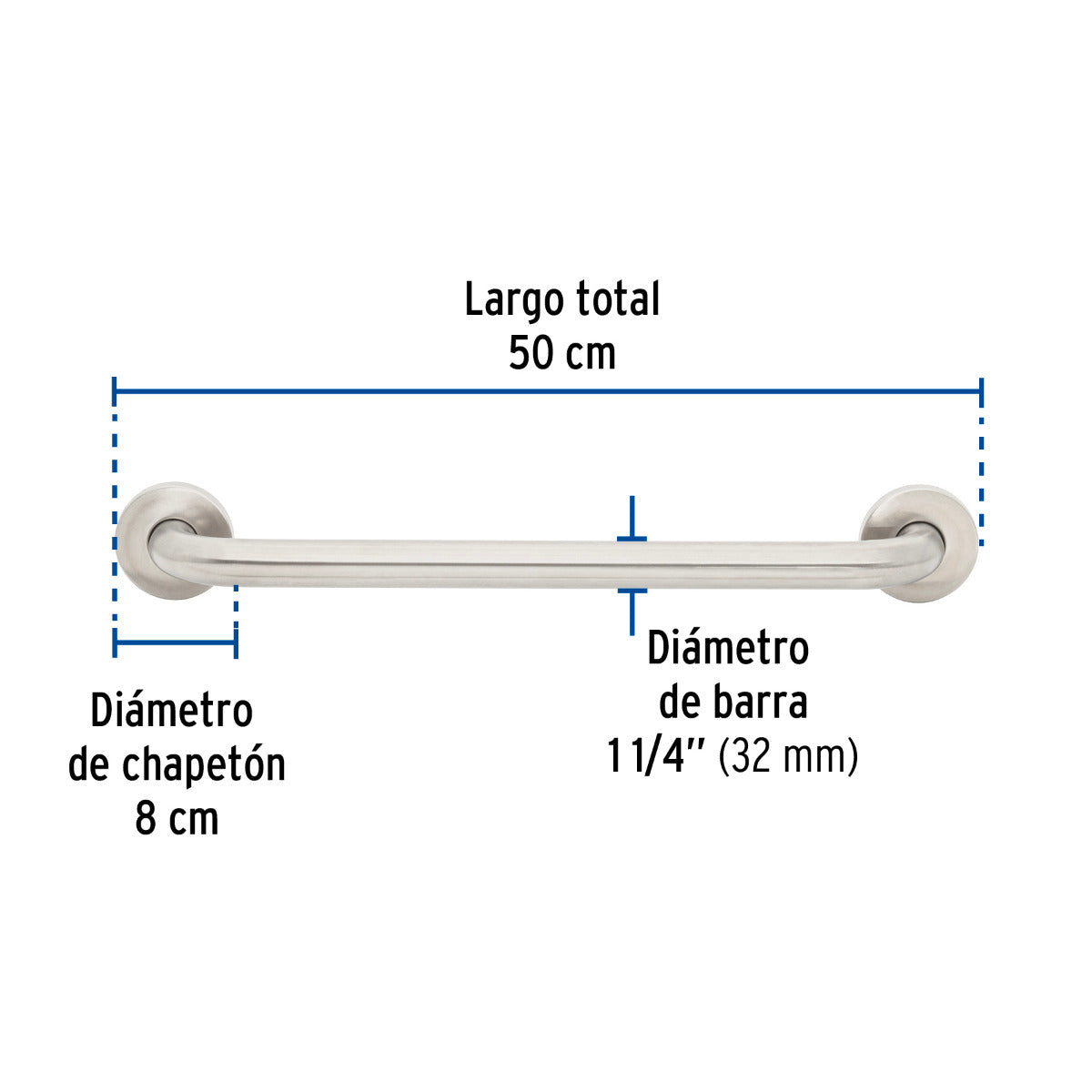 Barra de Seguridad Recta de 50cm para Puertas y Ventanas