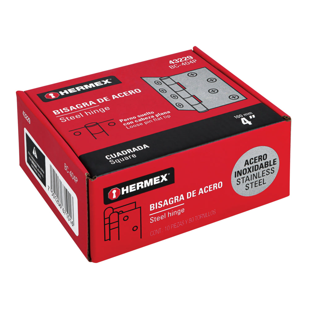 BISAGRA CUADRADA 4 ACERO INOXIDABLE CABEZA PLA