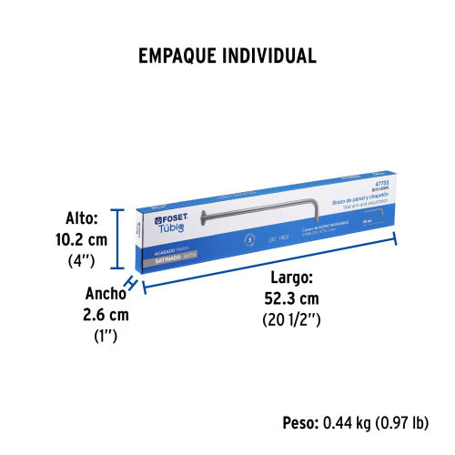Brazo Recto 50cm con Chapetón - Ideal para Regaderas