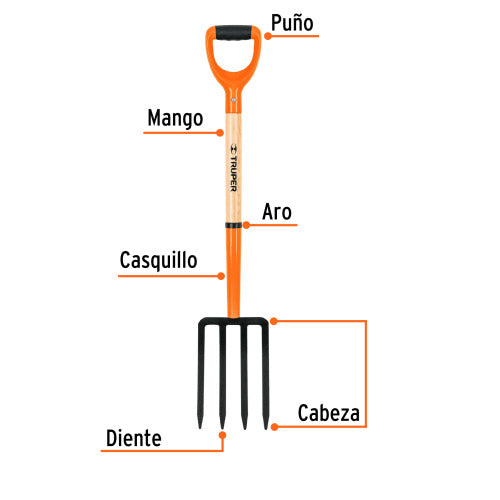 Rastrillo de 4 Dientes - Herramienta de Jardinería