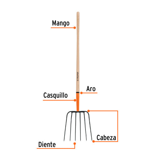 Rastrillo Profesional 6 Dientes - Herramienta Jardín