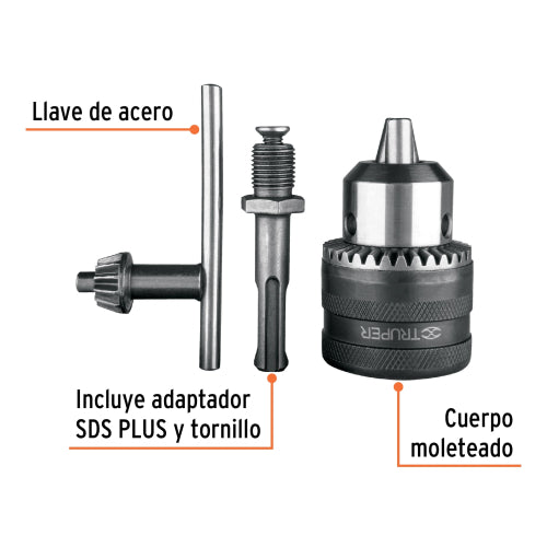 Broquero con Llave 1/2" y Adaptador SDS Plus