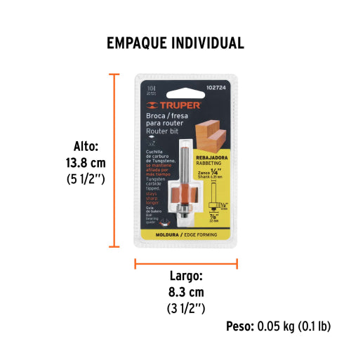 Broca para Router Rebabo 7/8" con Balero - Precisión Profesional