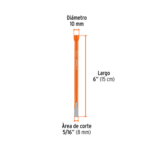 Cincel Largo 6" de Acero Cromo Vanadio - Alta Resistencia