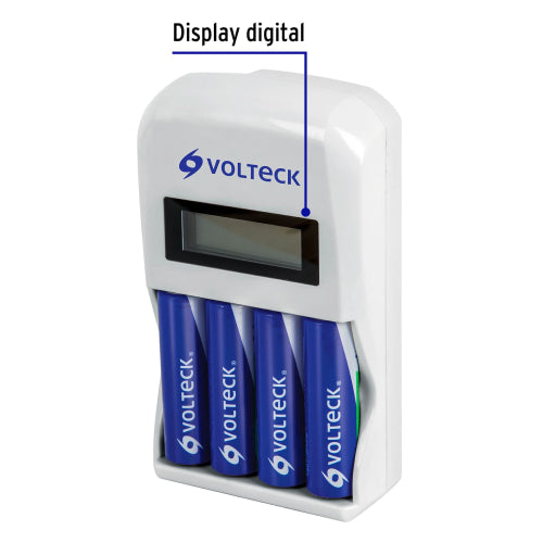 Cargador de pilas, AA, AAA, incluye 4 pilas AA