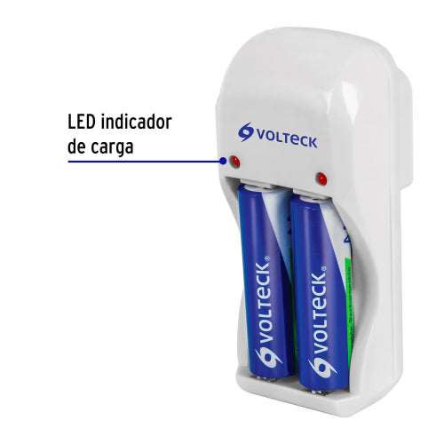 Cargador De Pilas Mini Con 2 Pilas Aa Voltech CA-RE-8