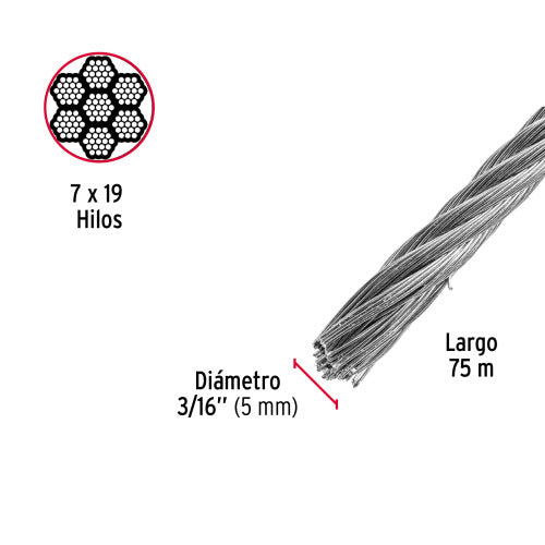 Metro de Cable de Acero 3/16' Flexible | Alta Resistencia y Durabilidad