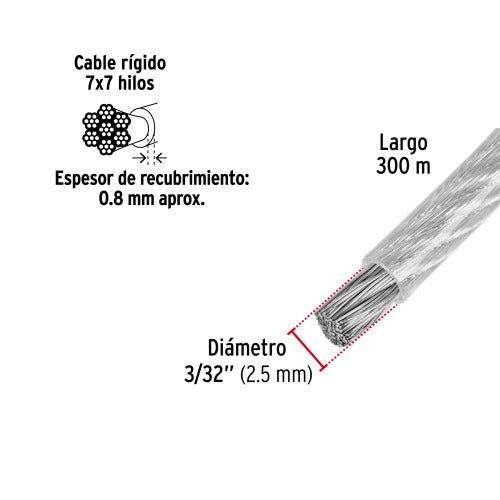 Metro de Cable Acero 3/32 Recubierto - Resistente y Duradero
