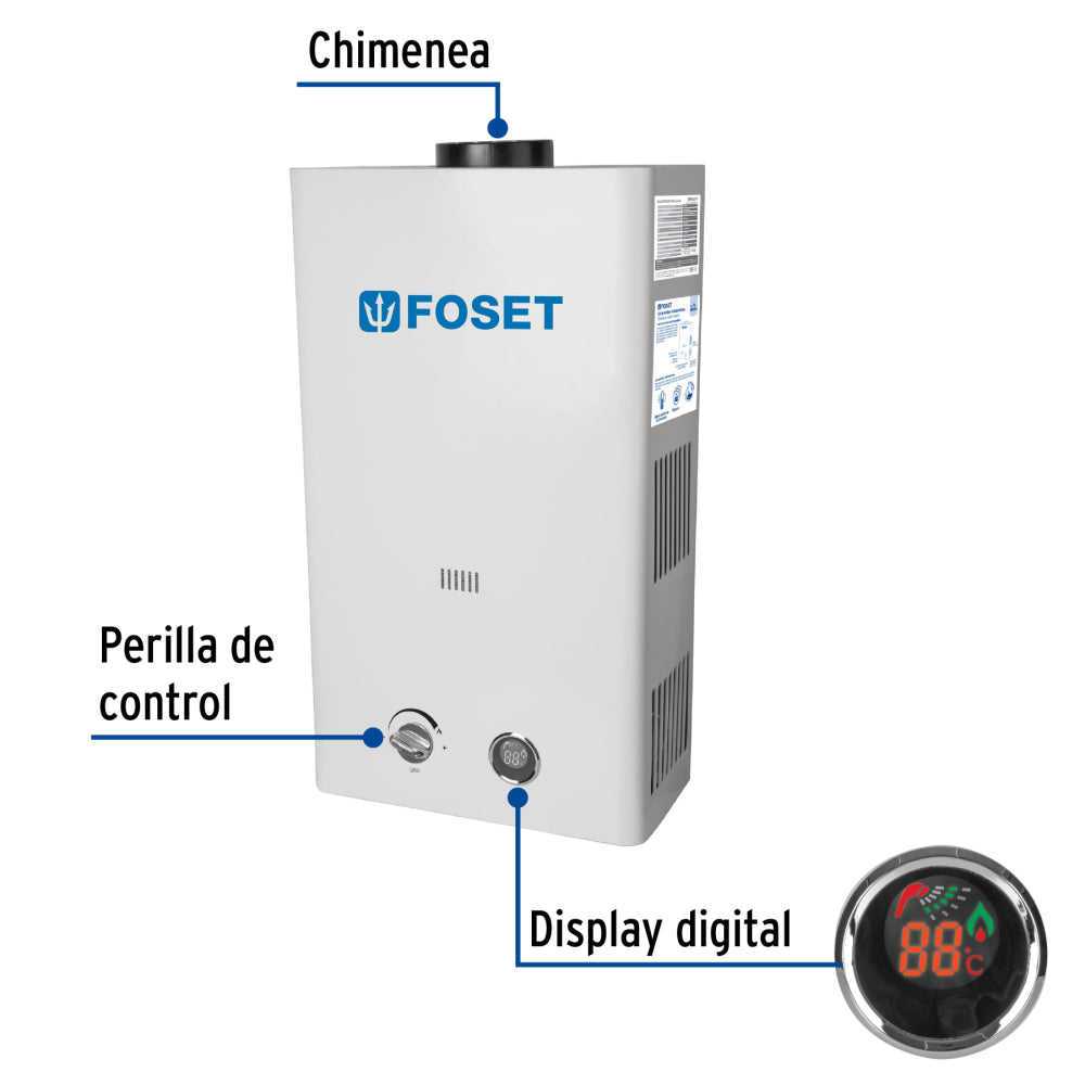 Calentador de Paso Instantáneo 13L Gas Natural - 3 Servicios