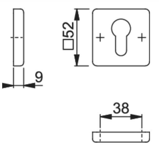 E52KS BOCALLAVE CUADRADA ABULTADA INOX F69 HOPPE