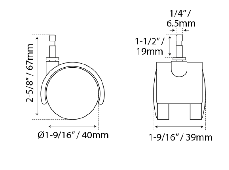 Rodaja 50 mm con Freno para Muebles - R6026 Jako