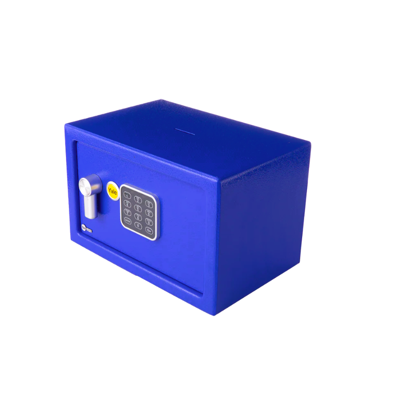 Caja Fuerte con Alcancía Pequeña Azul - Seguridad y Ahorro