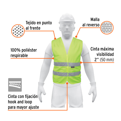 Chaleco Reflectante de Seguridad - Alta Visibilidad Verde