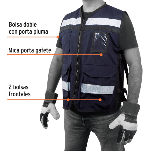 Chaleco Reflectante Azul Marino para Brigadistas - Alta Visibilidad