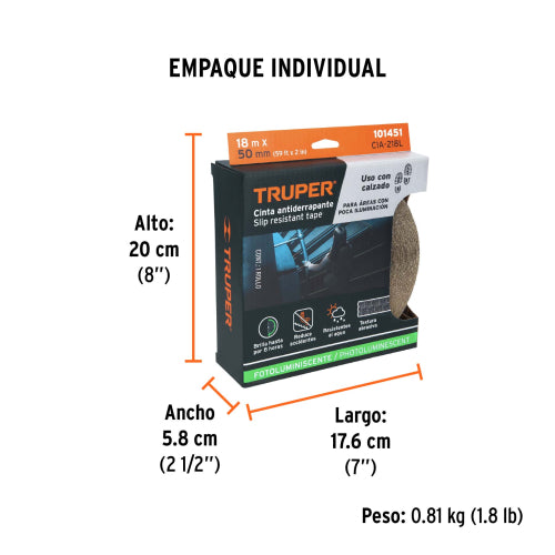 ROLLO DE 18M CINTA ANTIDERRAPANTE FOTOLUMI 50MM