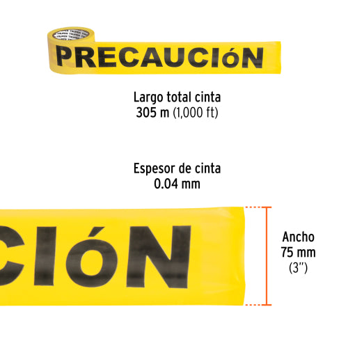 Cinta de Precaución 300m - Polietileno Resistente