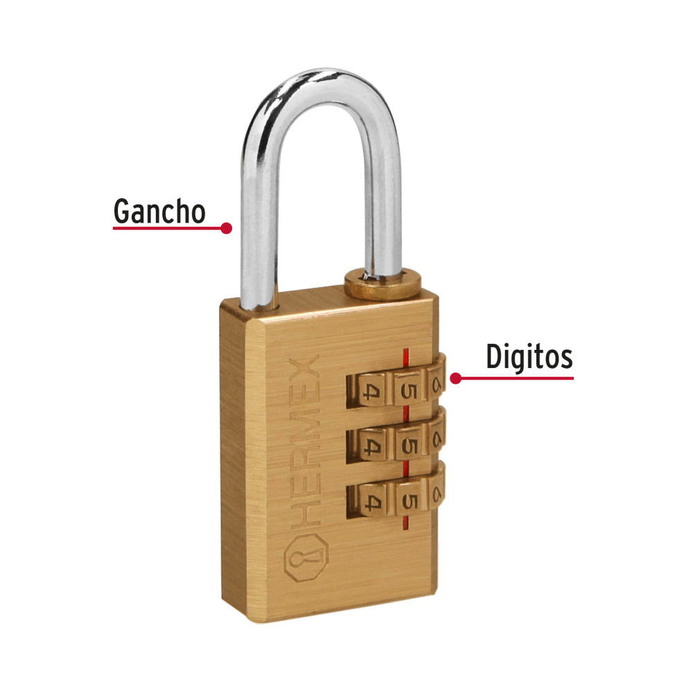 CANDADO DE COMBINACION DE DISCO, 28MM