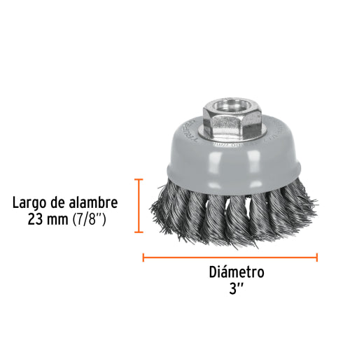 Carda de Copa Alambre Trenzado Fino 3 Multi Rosca