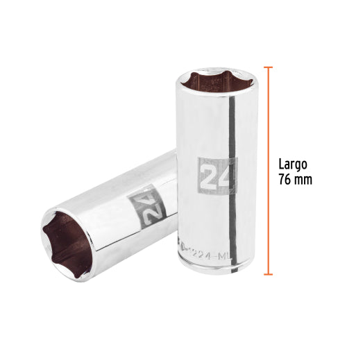 Dado Largo 24mm 6 Puntas 1/2 - Herramienta Profesional