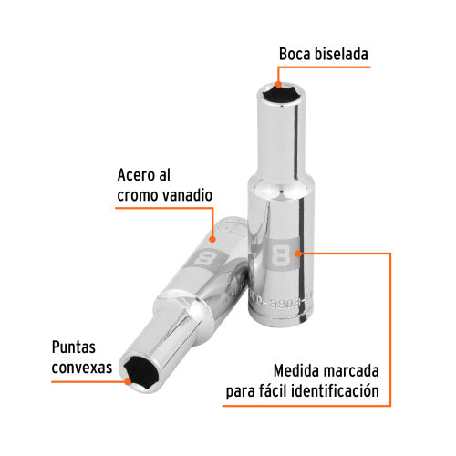 Dado Largo 8mm 6 Puntas 3/8" - Herramienta Profesional