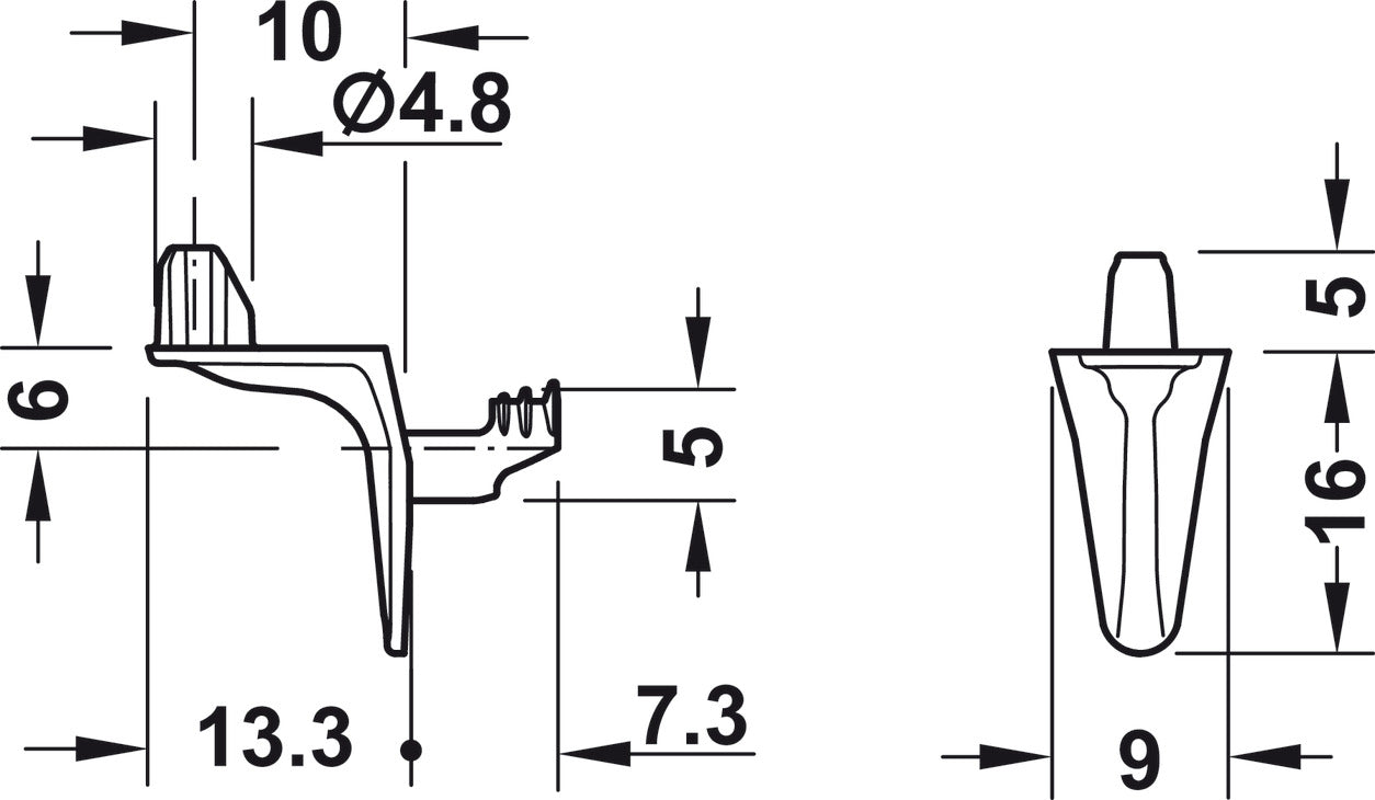 Soporte Estante Zinc Níquel 5/5/6 mm Häfele - Alta Calidad