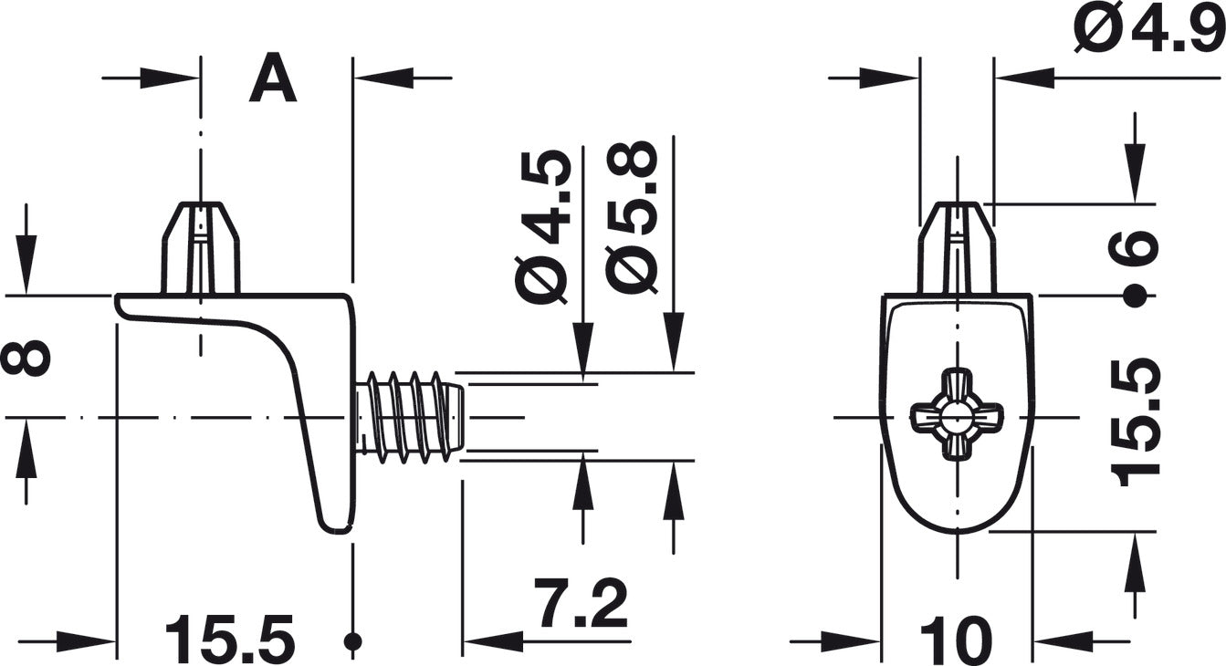 Soporte Entrepañ Níkel 10 mm Häfele - Calidad Alemana