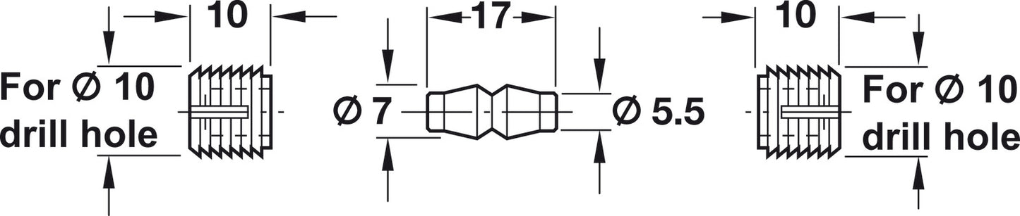 Conector de 3 Piezas Plástico Häfele para Carpintería